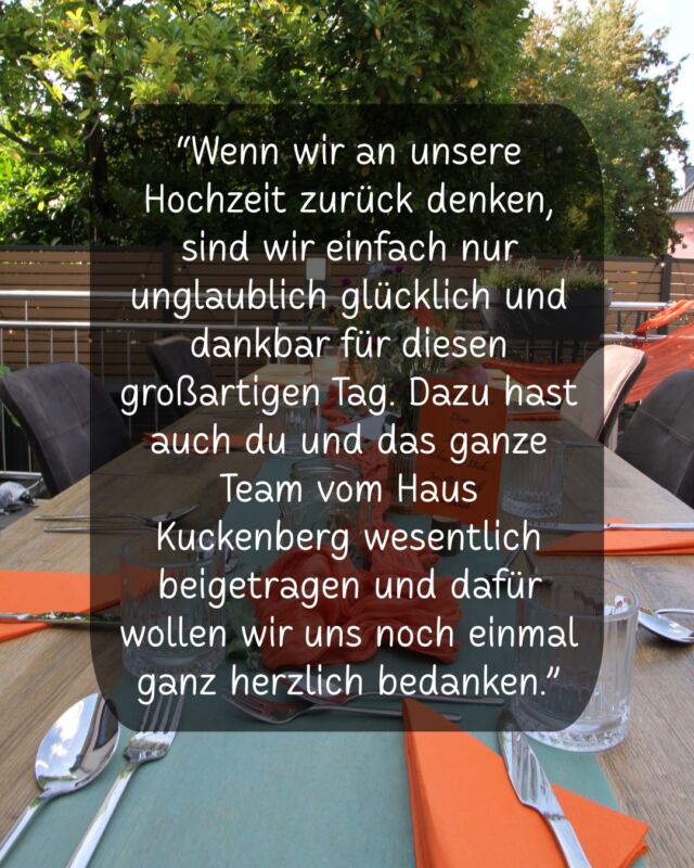 Diese Komplimente durfte Elisa letzte Woche entgegennehmen – und wir könnten stolzer nicht sein 🤍 Danke für euer Vertrauen & Danke für diese ehrlichen und warmen Worte, genau dafür lieben wir unseren Job.🏡🫶🏼

#hauskuckenberg  #herbsthochzeitnrw #hochzeitimbergischen  #eventlocationburscheid  #burscheidfeiert  #eventlocationnrw #eventlocationburscheid #heiratenimbergischenland  #hochzeitslocationnrw